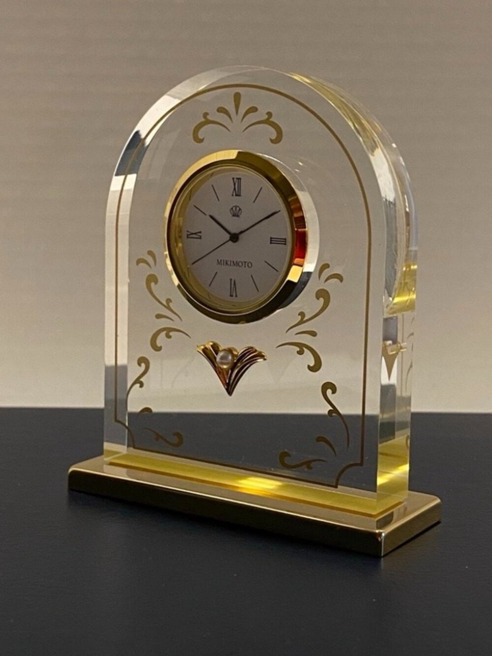 NWB Mikimoto Desk Clock & Photo Frame Gold Filigree w/ Mikimoto Pearls Gift Set - Picture 3 of 8